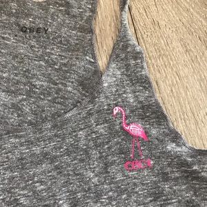 Obey tank top with flamingo detail